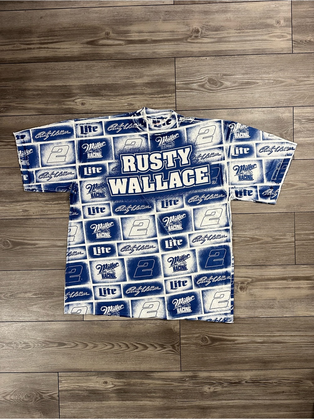 Vintage Rusty Wallace Nascar T Shirt with Miller Lite Logo Hits